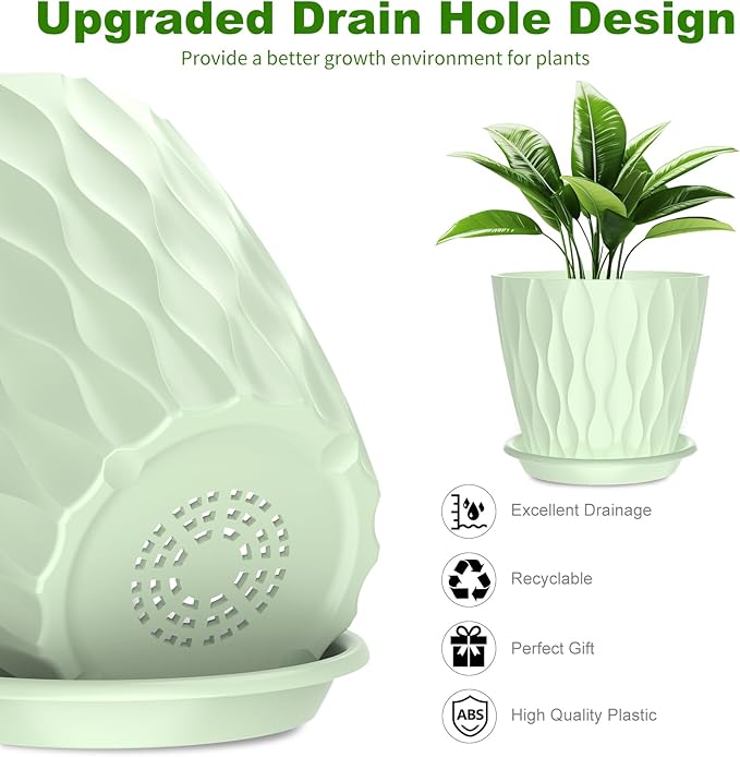 6 Pack 6 Inch Indoor Plant Pots - Image 3