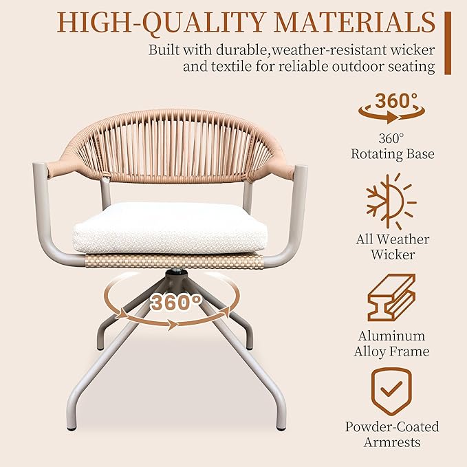 TWT Patio Dining Chairs Outdoor Stackable Dining Chairs - Image 5