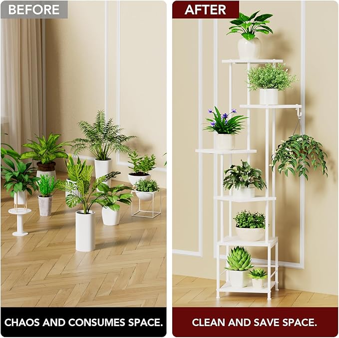Plant Stand Indoor with Grow Light, 6-Tiered Tall Plant Stand Indoor, Metal - Image 5