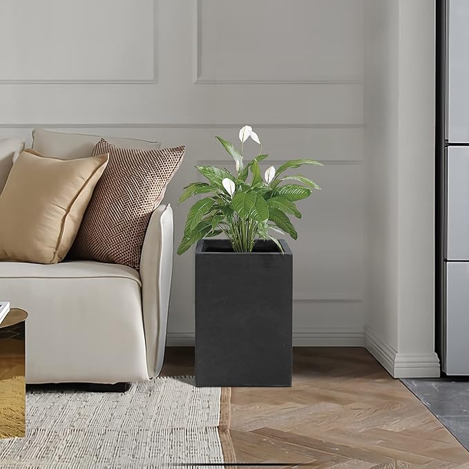 Kante 18.5" H Tall Rectangular Concrete Planters, Outdoor Indoor Lightweight - Image 5