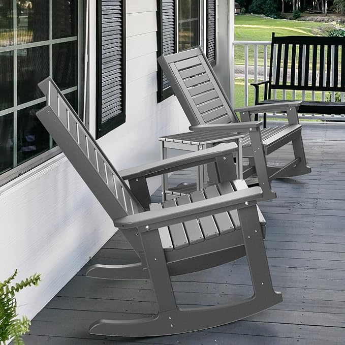 GREENVINES Outdoor Rocking Chairs | Set of 2 | Porch Rocker | HDPE Plastic | - Image 6