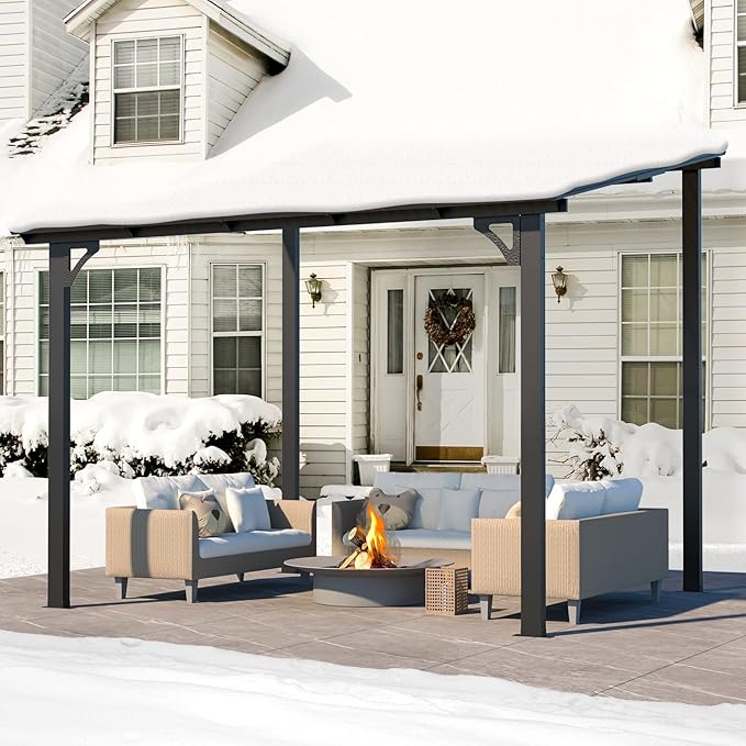 AECOJOY 10' x 8' Gazebo for Patio, Small Wall-Mounted Lean to Gazebo Pergola - Image 3