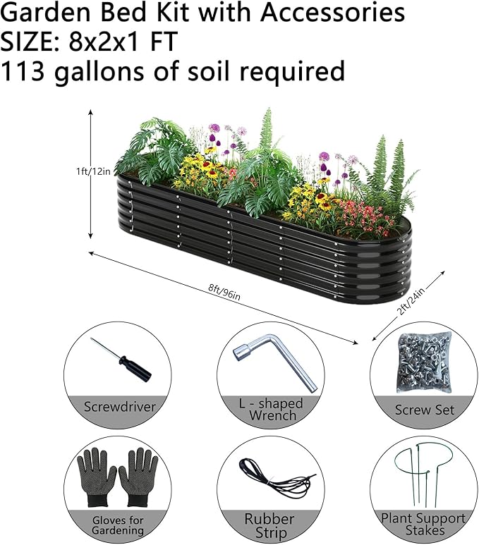 Garden Box Raised Flower Bed Galvanized Metal Planter Round Raised Garden Bed - Image 2