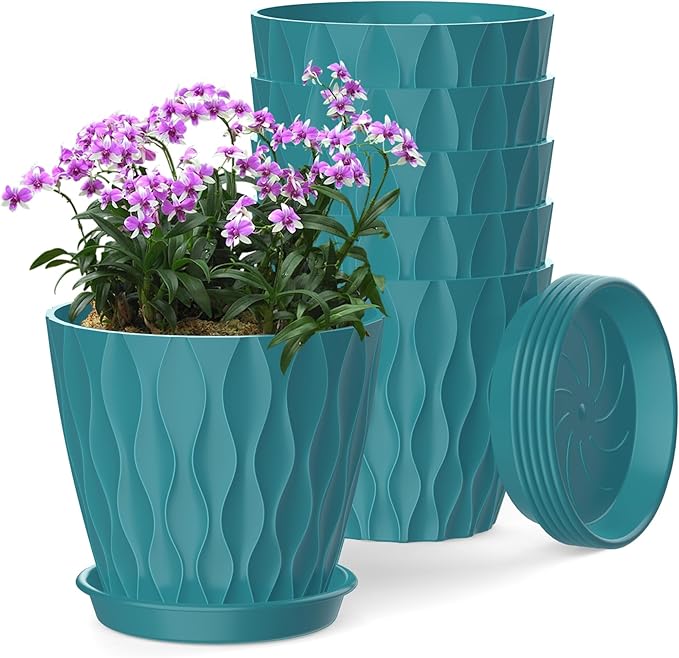 6 Inch Plant Pots, 6 Pack Indoor Flower Pots, Planters by SQKH