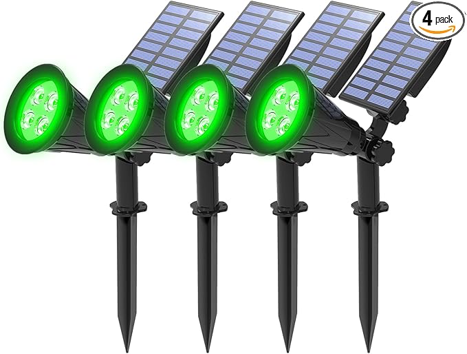 T-SUNUS Green Solar Landscape Spot Lights 4 Pack, IP65 Waterproof Garden by T-SUNUSLighting