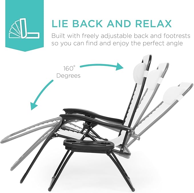 Best Choice Products Set of 2 Adjustable Steel Mesh Zero Gravity Lounge Chair - Image 3