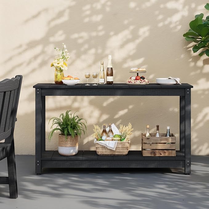 Stoog Outdoor Console Table, All-Weather 2-Tier Patio Console Table - Image 9