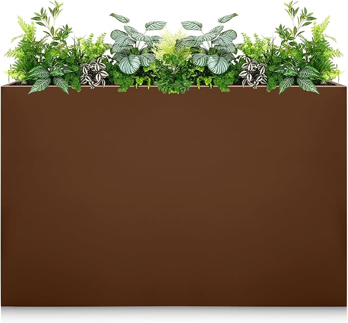 Galvanized Steel Planter Box-No Installation Required Metal Rectangular Block by Zezgeuro