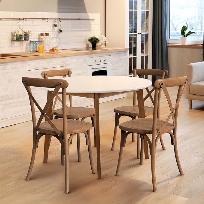 VINGLI Plastic Outdoor Dining Chairs Set of 4, Stackable Patio Farmhouse Brown - Image 4