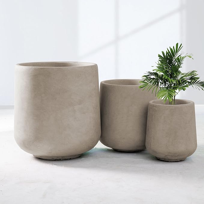 Kante 15.3"+11.6"+8.2" Dia Round Concrete Planter, Large Outdoor Indoor Planter - Image 4