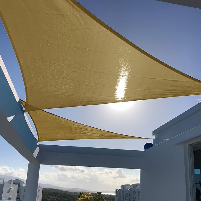 SUNNY GUARD Custom Size 10'x14'x17.2'Sand Sun Shade Sail Right Triangle UV by SUNNYGUARD
