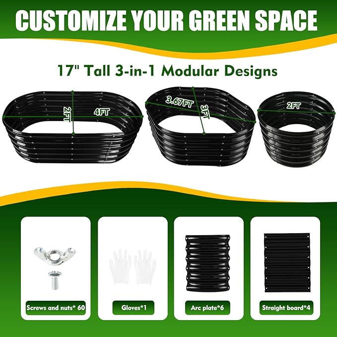 17" Tall Elevated Oval Metal Raised Garden Bed - 4ft x 2ft in Size and 0.8MM - Image 2