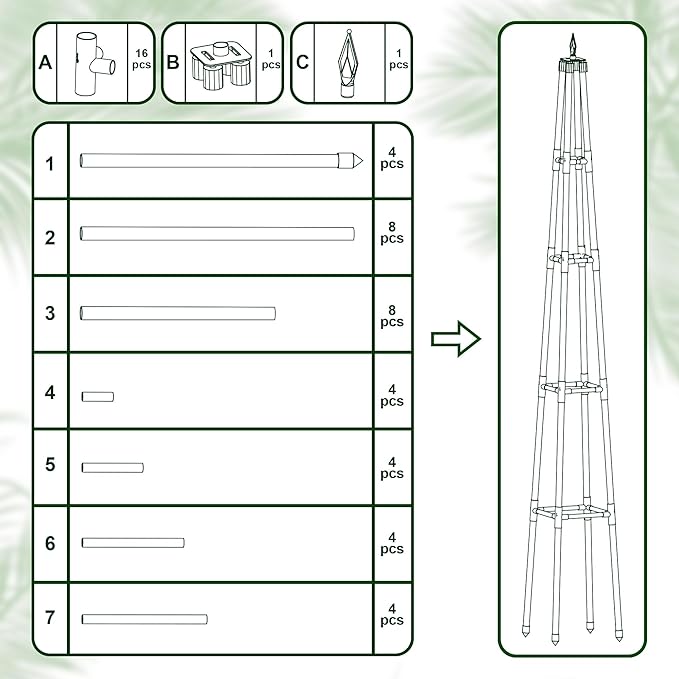 6FT Obelisk Trellis for Climbing Plants Outdoor, 16mm Rust-Proof Extra - Image 5