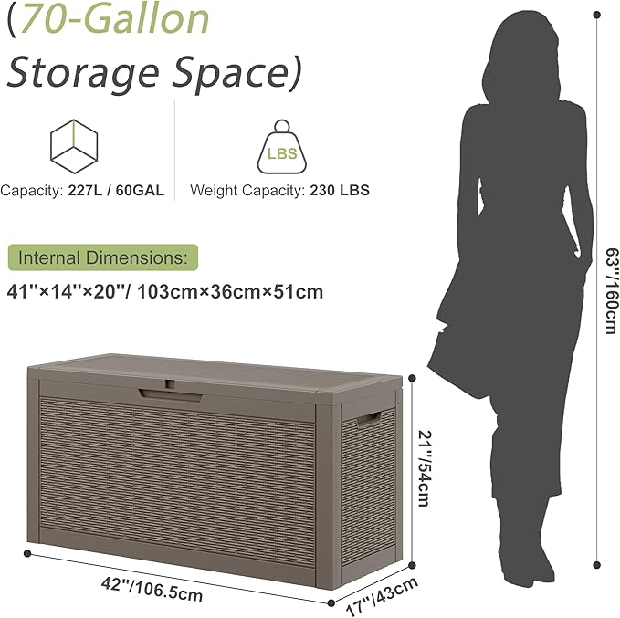 Outdoor Storage Box, Resin Deck Boxes Indoor and outdoor, Waterproof Storage - Image 2
