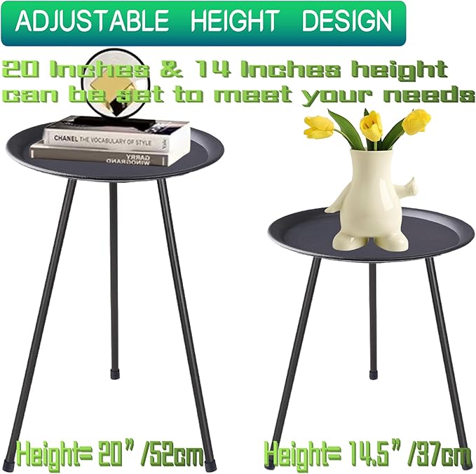 Plant Stand, Rust-proof Small Patio Table Round Metal Side Table - Image 3