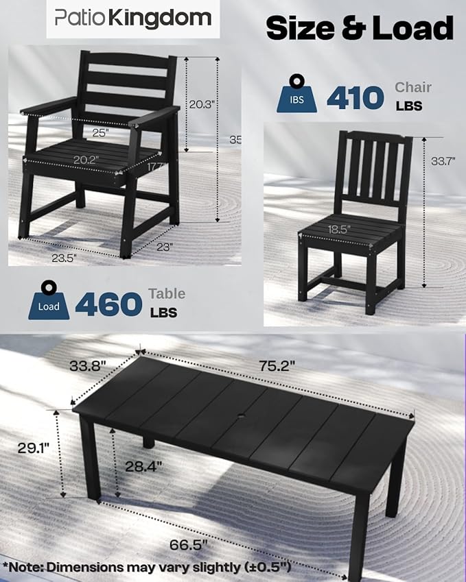 5-Piece Black Outdoor Dining Set - Image 5