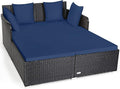 Tangkula Outdoor Rattan Daybed, Sunbed Wicker Furniture w/Spacious Seat by TANGKULA
