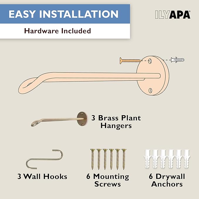 Ilyapa 3 Pack Metal Wall Plant Hangers - Image 6