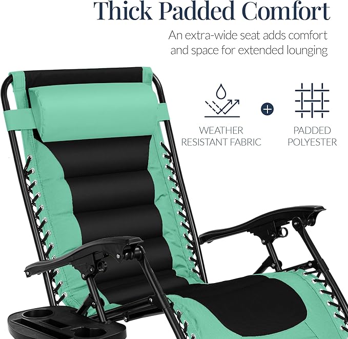 Best Choice Products Oversized Padded Zero Gravity Chair, Folding Outdoor Patio - Image 5