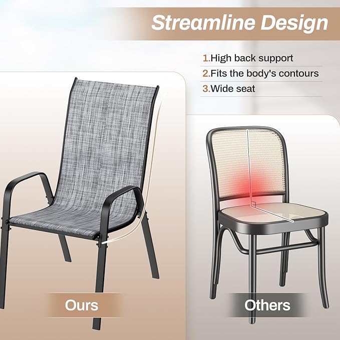 TLSUNNY Patio Chairs, Stackable Textilene Outdoor Dining Furniture - Image 9