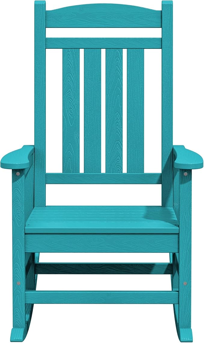 KINGYES HDPE Outdoor Rocking Chair Set of 4, All-Weather Poly Patio Rocking - Image 9