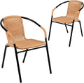 Flash Furniture Lila 2 Pack Beige Rattan Indoor-Outdoor Restaurant Stack Chair by FlashFurniture