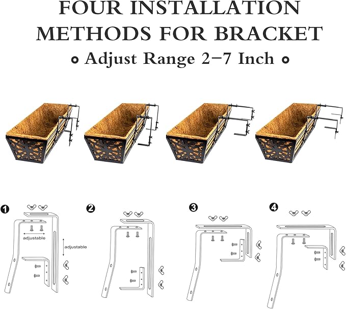 4 Pack 24 Inch Window Boxes Planters Railing Planter Box - Image 3