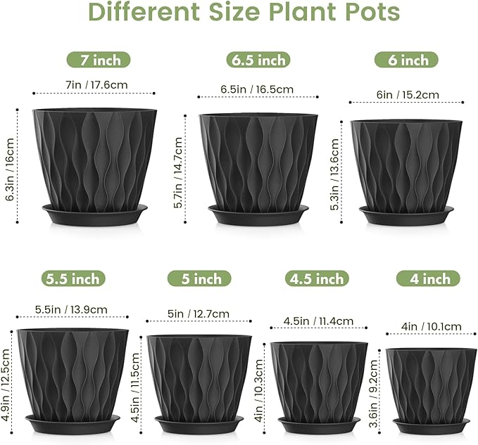 7/6.5/6/5.5/5/4.5/4 inch Plant Pots - Image 2