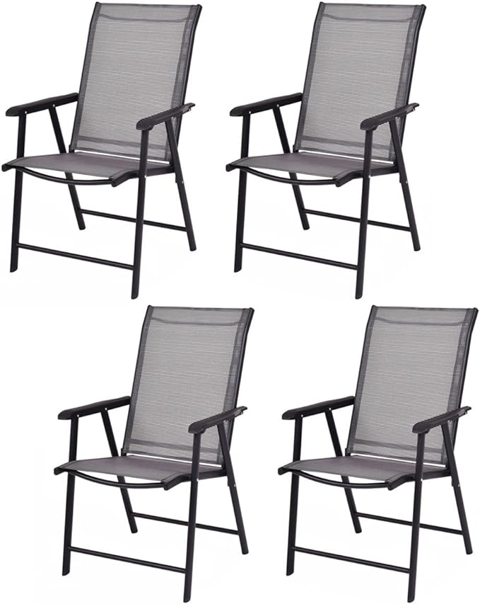 Giantex Set of 4 Folding Patio Chairs, Outdoor Portable Dining Chairs by Giantex