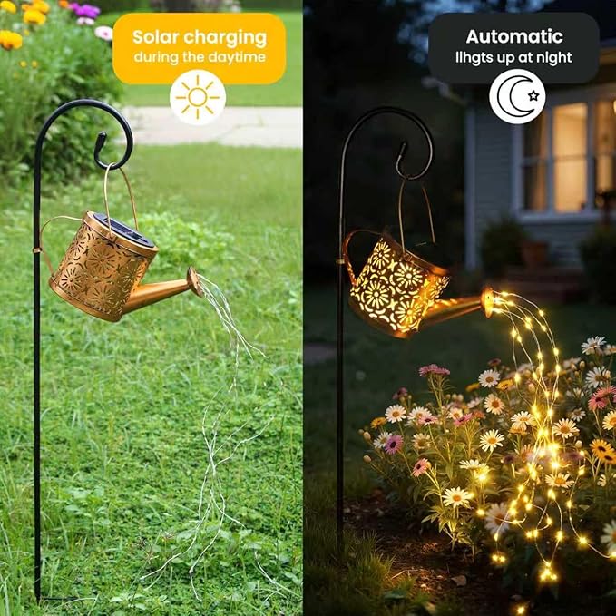 Solar Garden Lights Outdoor Decoration, Metal Solar Watering Can Lights Outdoor - Image 4
