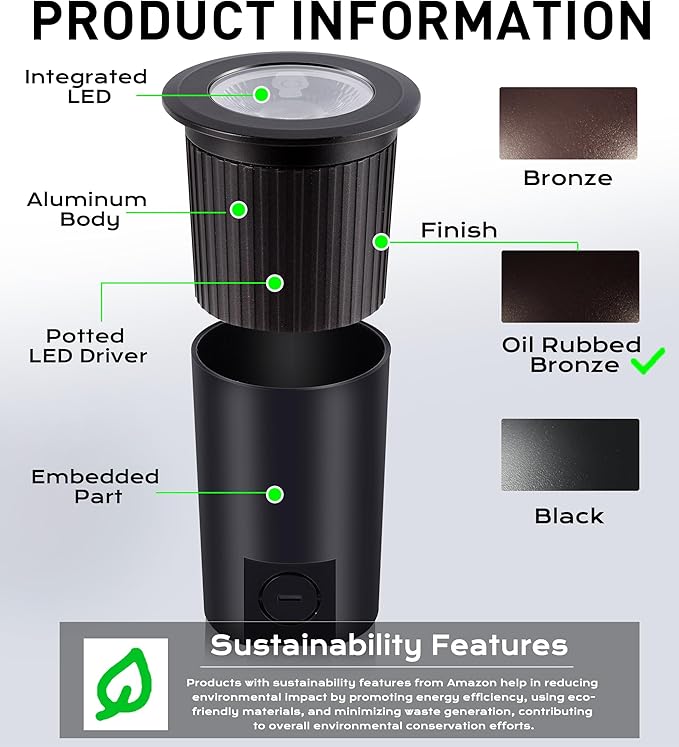 CLOUDY BAY 9W LED Landscape Well Lights, 2700K/3000K/3500K/4000K/5000K - Image 2