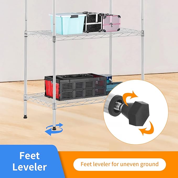 BestOffice | 5-Tier Wire Storage Shelves | 14x24x60 | Chrome | Heavy-Duty Metal - Image 4