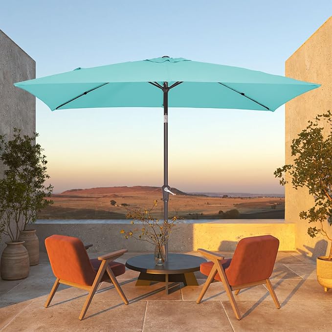JEAREY 6.5x10 ft Rectangular Patio Umbrellas Rectangle Outdoor Umbrella - Image 4