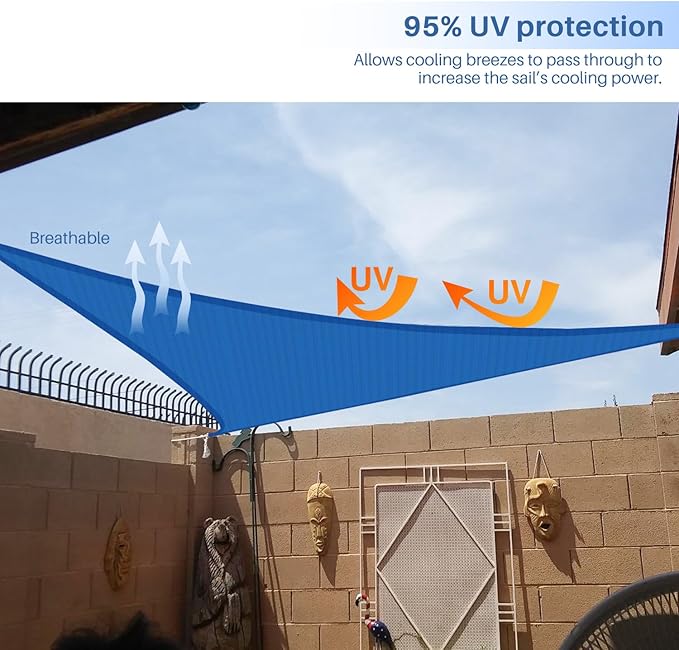 E&K Sunrise 4' x 4' x 4' Sun Shade Sail Triangle Canopy Shade Cover UV Block - Image 5
