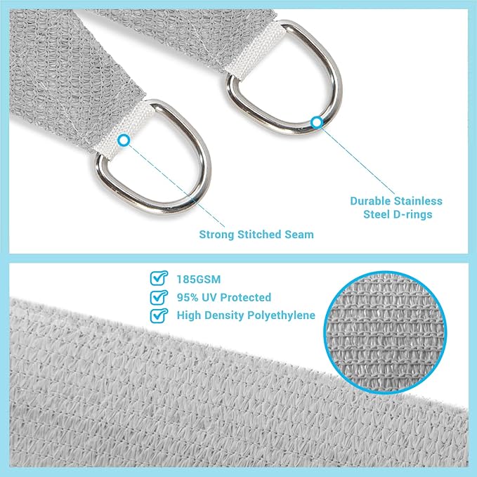 ASTEROUTDOOR Sun Shade Sail Rectangle 16' x 20' UV Block Canopy - Image 3