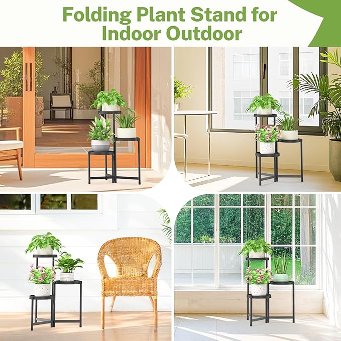 iDavosic.ly 3 Tier Folding Plant Stand Indoor Outdoor - Image 6