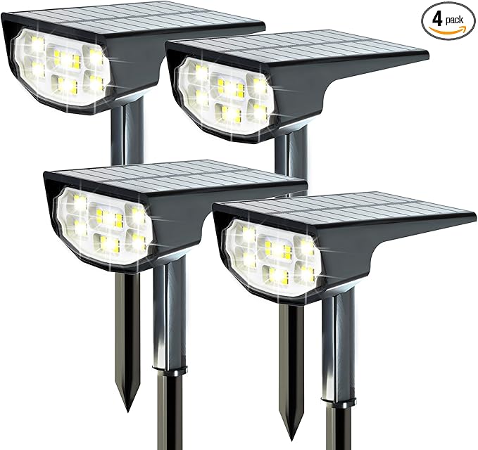 Solar Spot Lights Outdoor IP68 Waterproof, Ultra-Bright Performance，Simple Modes by Home
