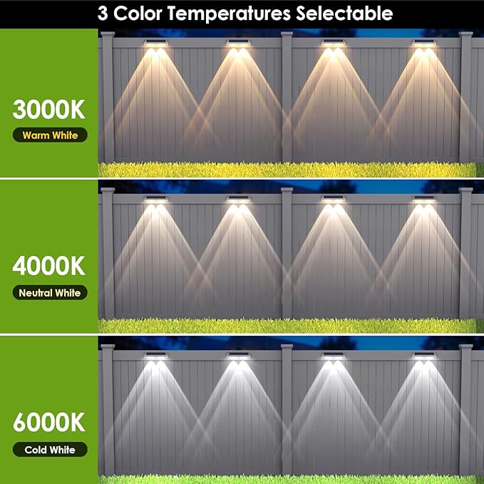 12 Pack Solar Fence Lights Outdoor Waterproof LED - Image 2
