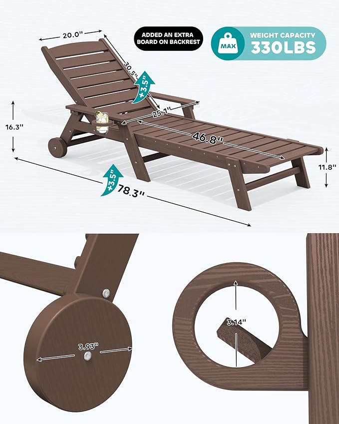 SERWALL Patio Chaise Lounge Chair Set of 2 - Image 5