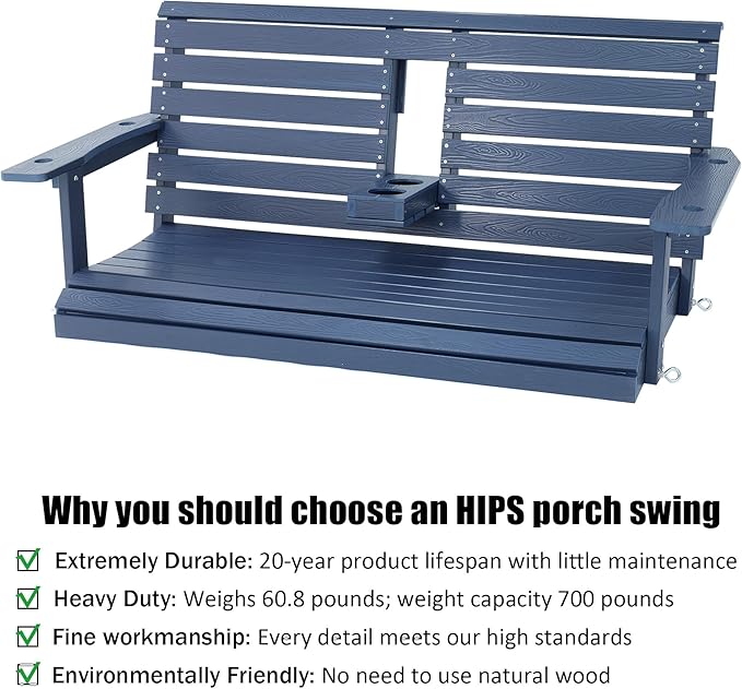 Poly Lumber 2-Seat Porch Swing, HIPS 4.5-Feet Bench Swing - Image 3