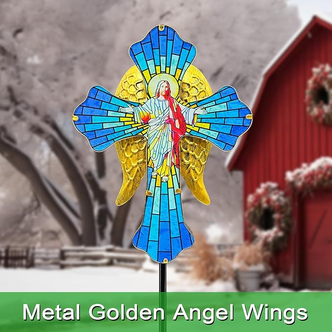 Solar Jesus Cross for Gemetery Graver, Grave Decorations for Cemetery, Sympathy - Image 2
