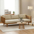 Merax Solid Acacia Wood Couch Chaise Lounge Chair Indoor, 3 Seater Daybed Sofa by Merax