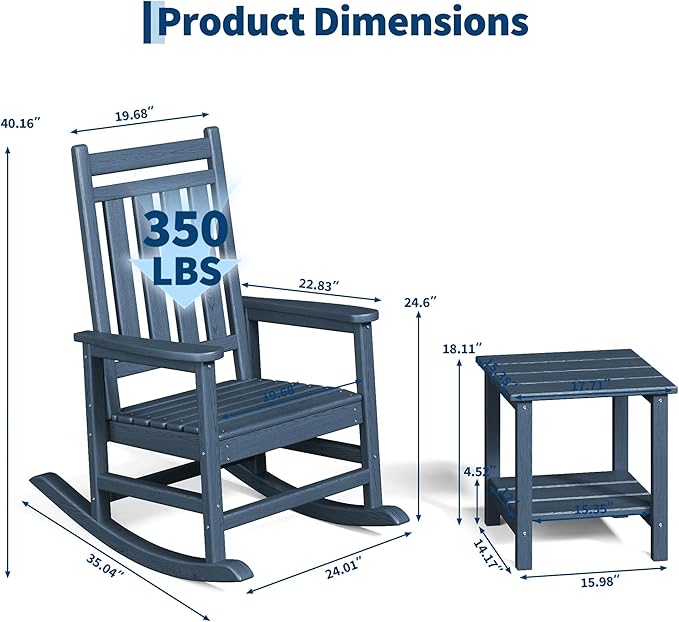 HDPE Rocking Chair Outdoor Set of 4 - Image 2