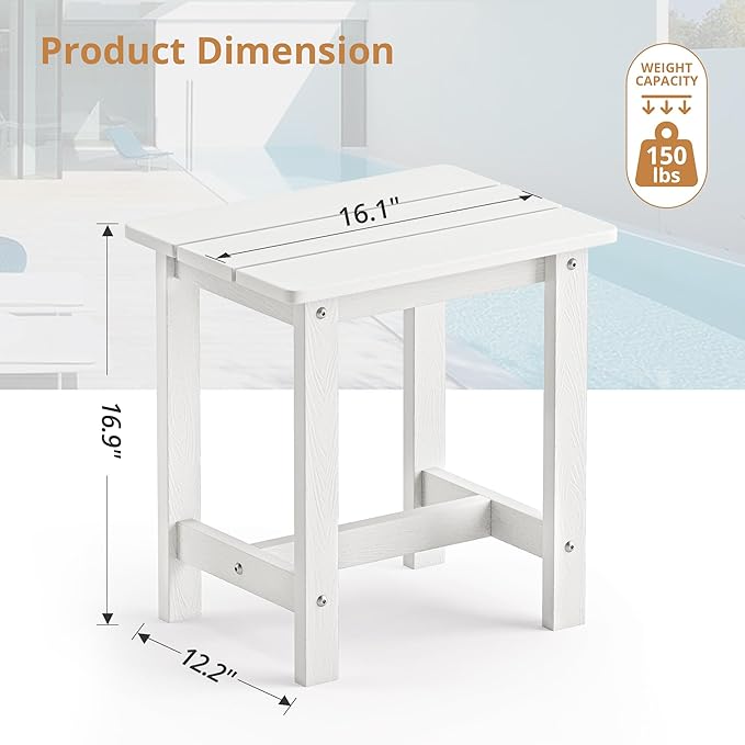 LUE BONA Outdoor Side Table, HDPS Small Outdoor Adirondack Side Tables - Image 3