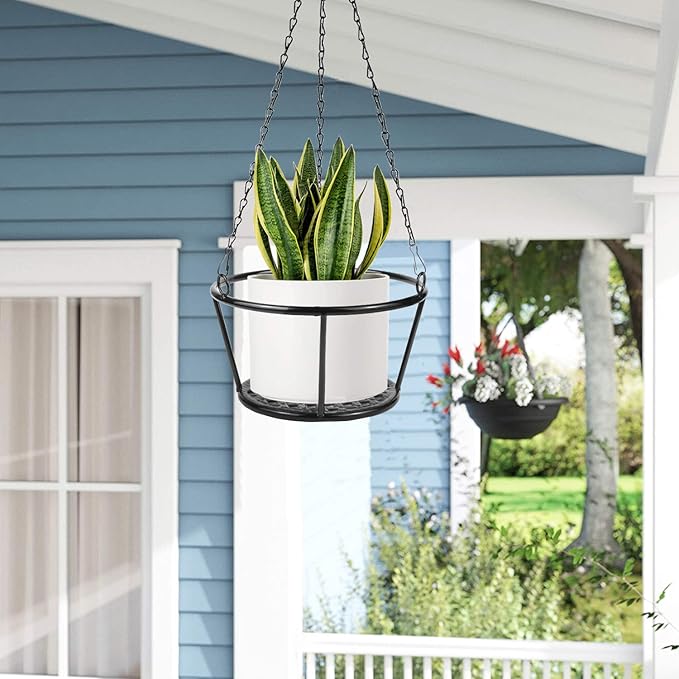 ARTORA 2 Pack Metal Plant Hanger, Modern Plant Hanging Basket Decorative Black - Image 7