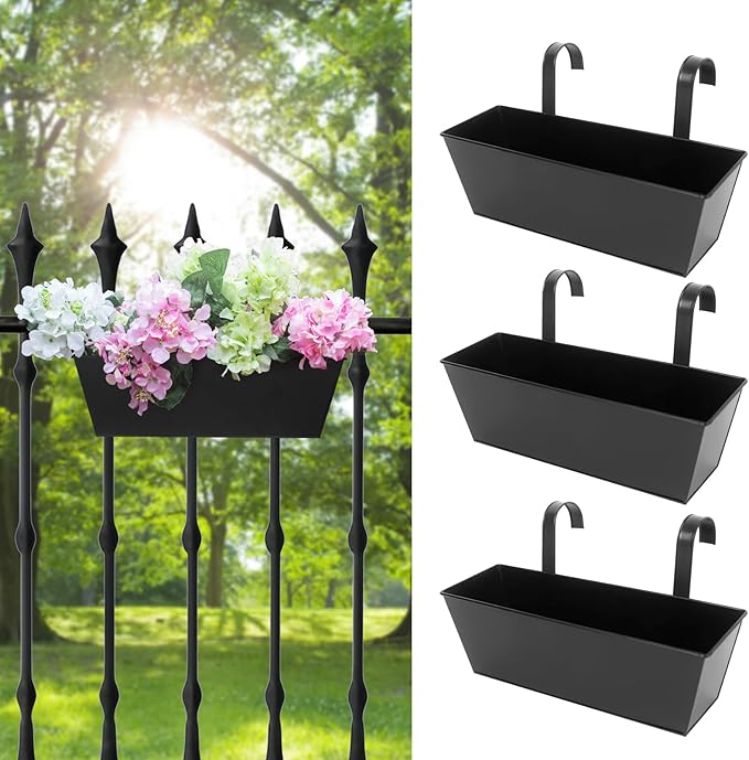 Railing Planters Outdoor Balcony 16 Inch Deck Over The Railing Planter Boxes by Holensun