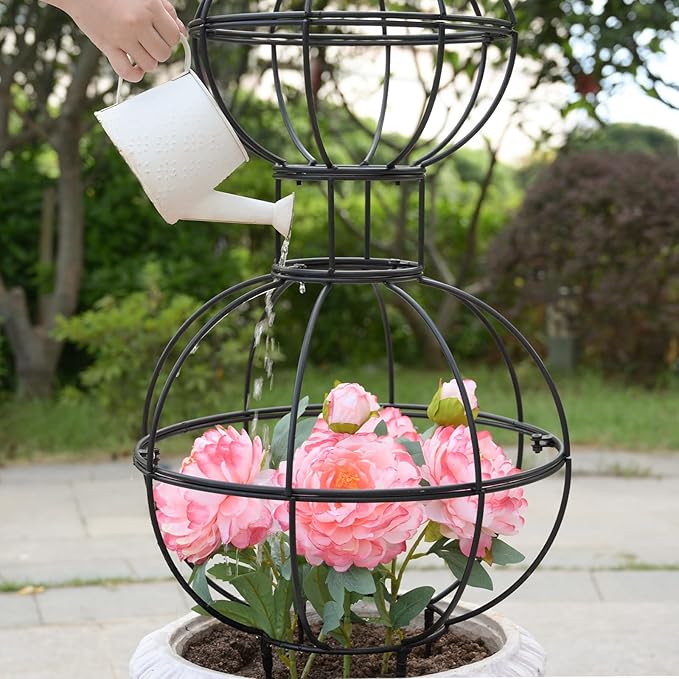 47"x17" Metal Obelisk Trellis for Climbing Plants | Unique Outdoor Support for - Image 7