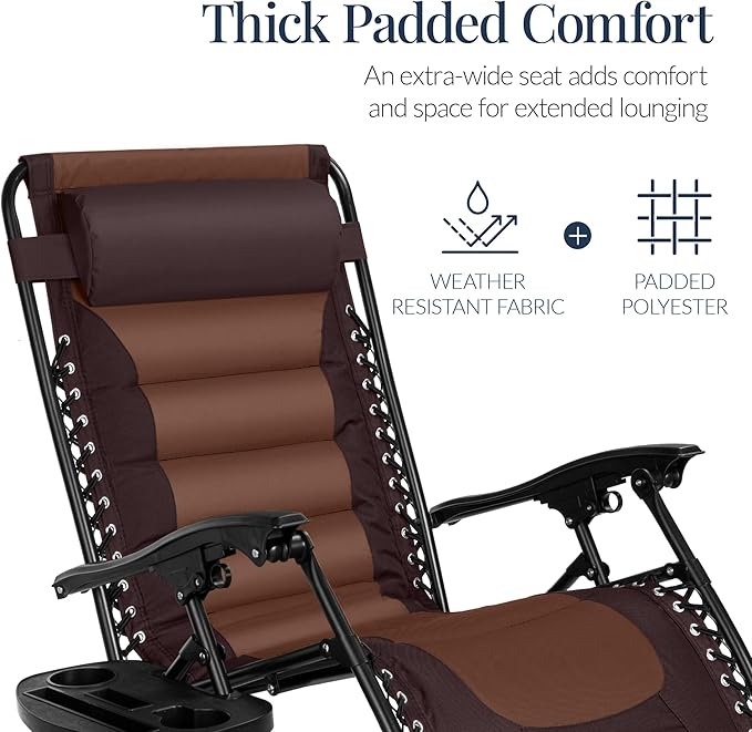Best Choice Products Oversized Padded Zero Gravity Chair, Folding Outdoor Patio - Image 4