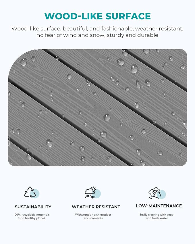 SERWALL Outdoor Coffee Table, HDPE Patio Coffee Table - Image 7