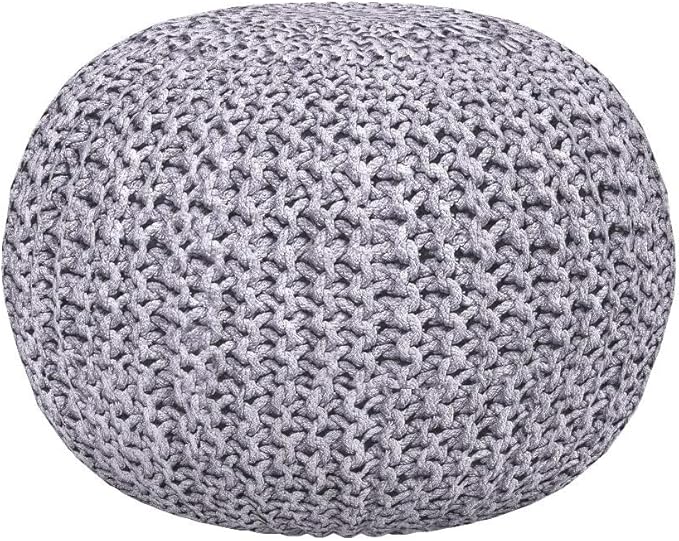 BIRDROCK HOME Round Pouf Ottoman | Cotton Braided Foot Stool - Image 5